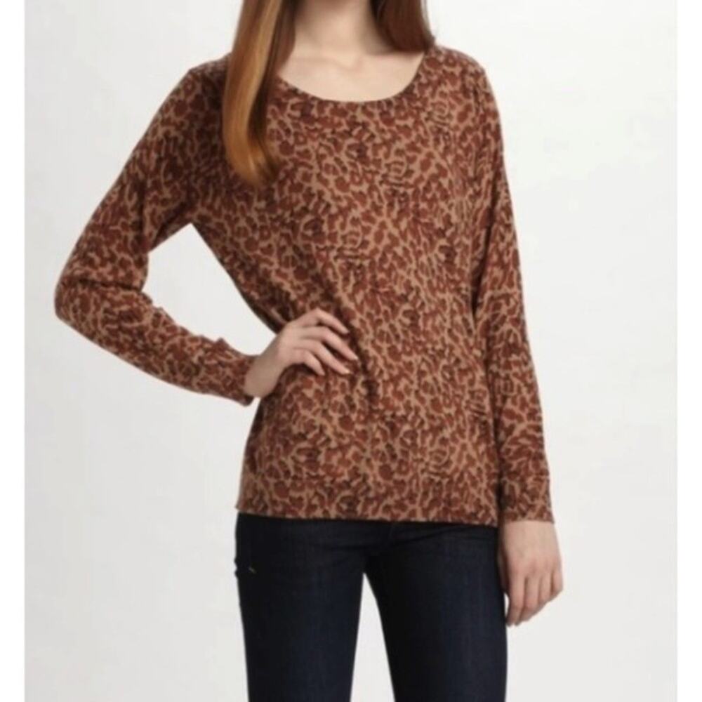 Marc By Marc Jacobs Womens Brown Animal Print Pull Over Top Shirt Small